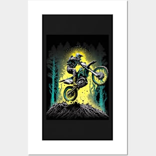 Cyber Future Dirt Bike With Neon Colors Posters and Art